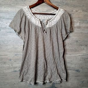 Lucky Brand Striped Lacy Shirt. Perfect Condition!